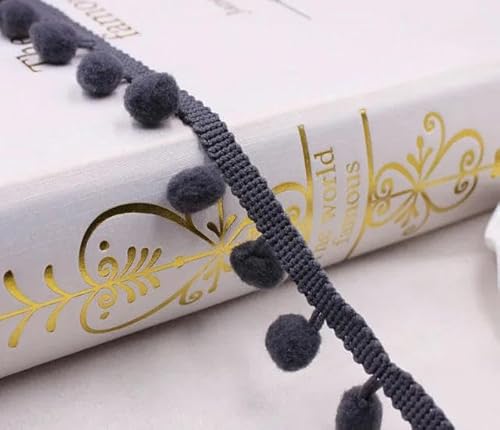 Lisiengürtel, Spitzenbesatz, Kugelband, Mini-Perlen-Pompom, Fransenband, Polyester-Baumwolle, 20 mm, mehrfarbig, 2 Yard(Gray) von NIUSABOU