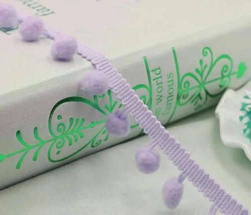 Lisiengürtel, Spitzenbesatz, Kugelband, Mini-Perlen-Pompom, Fransenband, Polyester-Baumwolle, 20 mm, mehrfarbig, 2 Yard(Light purple) von NIUSABOU