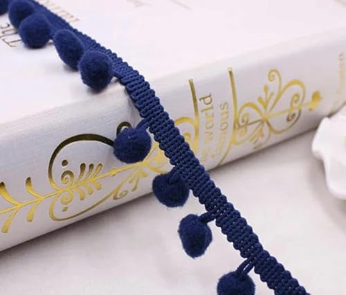 Lisiengürtel, Spitzenbesatz, Kugelband, Mini-Perlen-Pompom, Fransenband, Polyester-Baumwolle, 20 mm, mehrfarbig, 2 Yard(Navy) von NIUSABOU