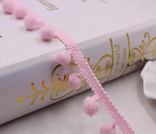 Lisiengürtel, Spitzenbesatz, Kugelband, Mini-Perlen-Pompom, Fransenband, Polyester-Baumwolle, 20 mm, mehrfarbig, 2 Yard(Pink) von NIUSABOU