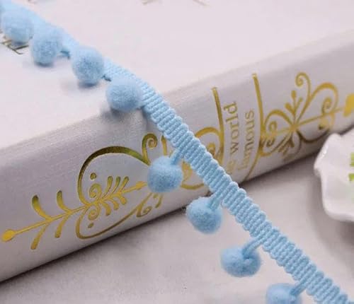 Lisiengürtel, Spitzenbesatz, Kugelband, Mini-Perlen-Pompom, Fransenband, Polyester-Baumwolle, 20 mm, mehrfarbig, 2 Yard(Sky blue) von NIUSABOU