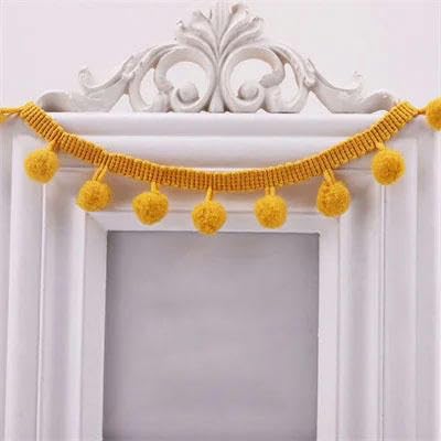 Lisiengürtel, Spitzenbesatz, Kugelband, Mini-Perlen-Pompom, Fransenband, Polyester-Baumwolle, 20 mm, mehrfarbig, 2 Yard(Tu yellow) von NIUSABOU