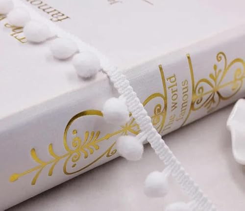 Lisiengürtel, Spitzenbesatz, Kugelband, Mini-Perlen-Pompom, Fransenband, Polyester-Baumwolle, 20 mm, mehrfarbig, 2 Yard(White) von NIUSABOU