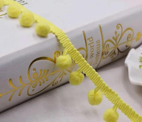 Lisiengürtel, Spitzenbesatz, Kugelband, Mini-Perlen-Pompom, Fransenband, Polyester-Baumwolle, 20 mm, mehrfarbig, 2 Yard(Yellow) von NIUSABOU
