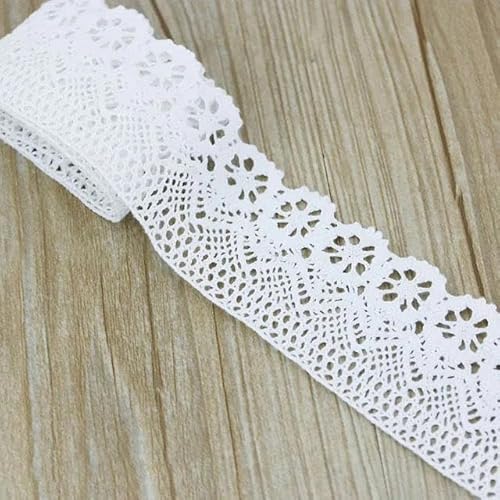 Lisiengürtel, Weißer, bestickter Spitzenbesatz aus Baumwolle, Organzastoff, 100% Baumwolle, 25 mm Breite, wasserlöslich, umweltfreundlich, 5 Meter(3) von NIUSABOU