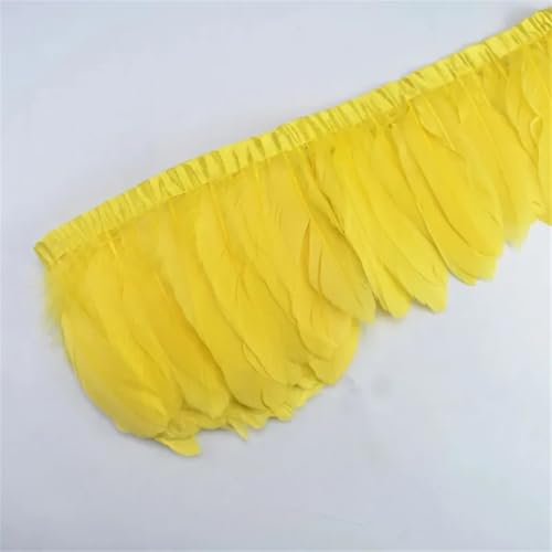 NIUSABOU Feder-Fransen-Besatz, Federbesatz Quaste Fransenband for Nähen von Hochzeitsaccessoires DIY 2 Meter(Yellow) von NIUSABOU