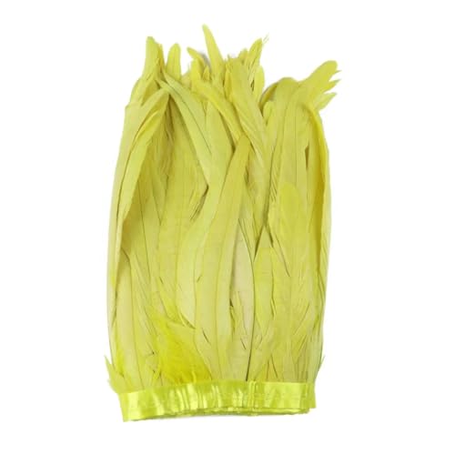 NIUSABOU Feder-Fransen-Besatz, Hahnenschwanzfedern, Besatz for Selbermachen, Basteln, Nähen, Kostüm, Hochzeitskleid, 2 m, 25–30 cm(Yellow1) von NIUSABOU