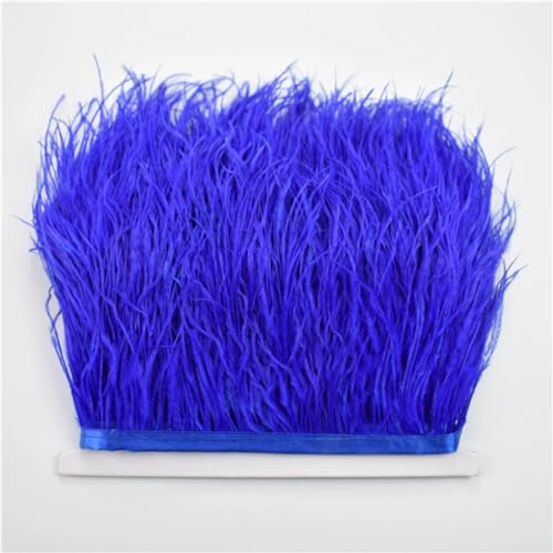 NIUSABOU Feder-Fransen-Besatz, Straußenfederbesätze for Handarbeiten, 8–10 cm, Band, Fransen, Federdekoration(Blue,10Meters) von NIUSABOU