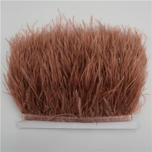 NIUSABOU Feder-Fransen-Besatz, Straußenfederbesätze for Handarbeiten, 8–10 cm, Band, Fransen, Federdekoration(Brown,1Meter) von NIUSABOU