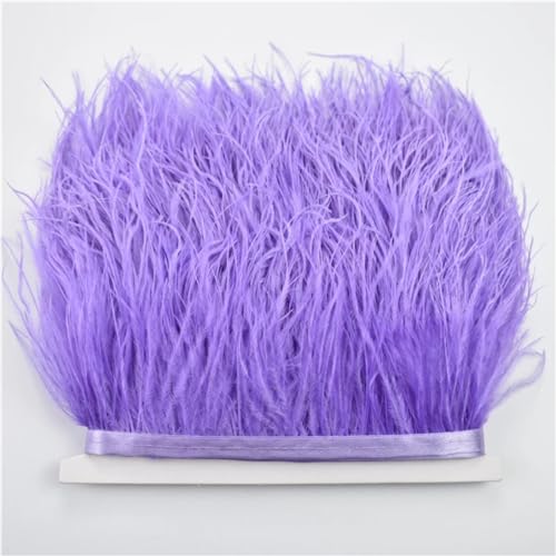 NIUSABOU Feder-Fransen-Besatz, Straußenfederbesätze for Handarbeiten, 8–10 cm, Band, Fransen, Federdekoration(Light Purple,10Meters) von NIUSABOU