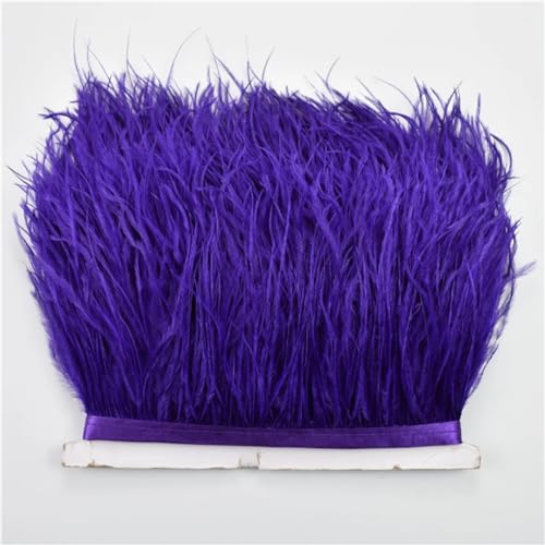 NIUSABOU Feder-Fransen-Besatz, Straußenfederbesätze for Handarbeiten, 8–10 cm, Band, Fransen, Federdekoration(Purple,1Meter) von NIUSABOU