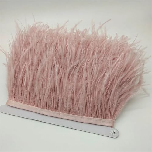 NIUSABOU Feder-Fransen-Besatz, Straußenfederbesatz, Fransenband for Nähen, Basteln, Kostüme, Dekoration, 10–15 Zentimeter, 4–6 Zoll(Bean Paste,2Yards) von NIUSABOU