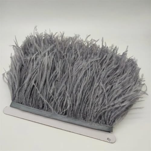 NIUSABOU Feder-Fransen-Besatz, Straußenfederbesatz, Fransenband for Nähen, Basteln, Kostüme, Dekoration, 10–15 Zentimeter, 4–6 Zoll(Deep Gray9,10Yards) von NIUSABOU