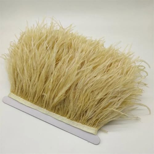 NIUSABOU Feder-Fransen-Besatz, Straußenfederbesatz, Fransenband for Nähen, Basteln, Kostüme, Dekoration, 10–15 Zentimeter, 4–6 Zoll(Gold,2Yards) von NIUSABOU