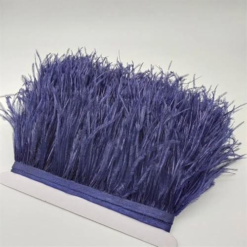 NIUSABOU Feder-Fransen-Besatz, Straußenfederbesatz, Fransenband for Nähen, Basteln, Kostüme, Dekoration, 10–15 Zentimeter, 4–6 Zoll(Navy,5Yards) von NIUSABOU