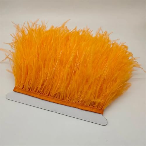 NIUSABOU Feder-Fransen-Besatz, Straußenfederbesatz, Fransenband for Nähen, Basteln, Kostüme, Dekoration, 10–15 Zentimeter, 4–6 Zoll(Orange,10Yards) von NIUSABOU