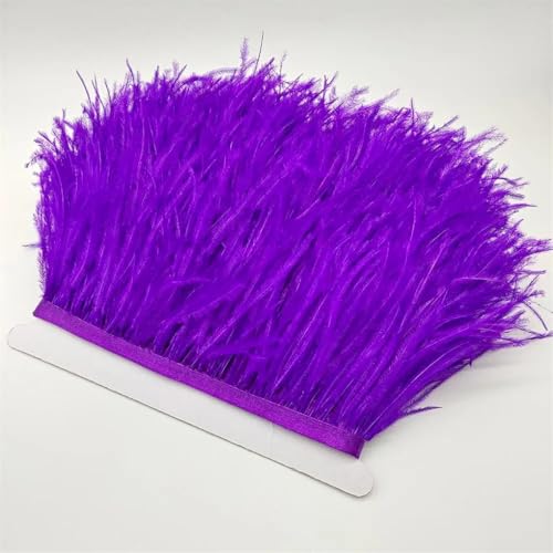 NIUSABOU Feder-Fransen-Besatz, Straußenfederbesatz, Fransenband for Nähen, Basteln, Kostüme, Dekoration, 10–15 Zentimeter, 4–6 Zoll(Purple,5Yards) von NIUSABOU