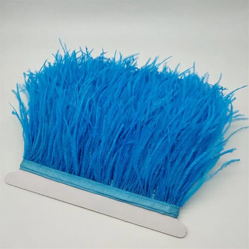 NIUSABOU Feder-Fransen-Besatz, Straußenfederbesatz, Fransenband for Nähen, Basteln, Kostüme, Dekoration, 10–15 Zentimeter, 4–6 Zoll(Sky Blue,5Yards) von NIUSABOU