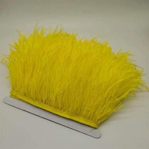 NIUSABOU Feder-Fransen-Besatz, Straußenfederbesatz, Fransenband for Nähen, Basteln, Kostüme, Dekoration, 10–15 Zentimeter, 4–6 Zoll(Yellow,2Yards) von NIUSABOU