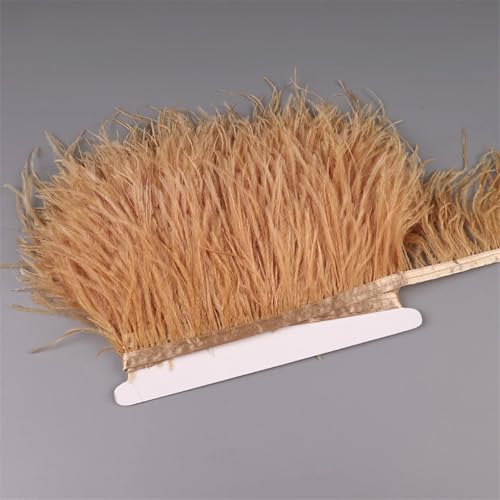NIUSABOU Feder-Fransen-Besatz, Straußenfedern Band Fransenbesatz for Nähen von Besätzen for Kleider, Kleidung, Kostüme, Bastelzubehör(Gold,10 Meters) von NIUSABOU