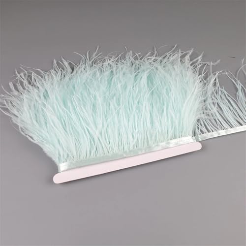NIUSABOU Feder-Fransen-Besatz, Straußenfedern Band Fransenbesatz for Nähen von Besätzen for Kleider, Kleidung, Kostüme, Bastelzubehör(Light Blue,5 Meters) von NIUSABOU
