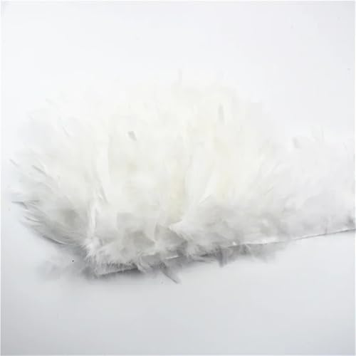 NIUSABOU Feder-Fransen-Besatz, Türkei Feder Trim Quaste Fringe Band for Nähen Kostüm Kleid Hochzeit Dekoration Handwerk(1.White,5 Meters) von NIUSABOU