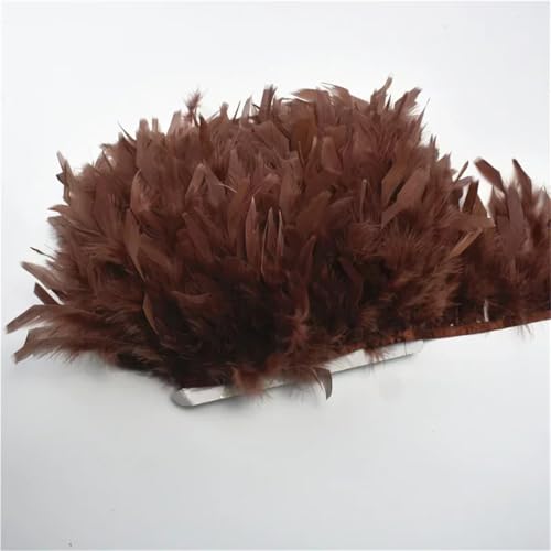NIUSABOU Feder-Fransen-Besatz, Türkei Feder Trim Quaste Fringe Band for Nähen Kostüm Kleid Hochzeit Dekoration Handwerk(21.Dark Brown,5 Meters) von NIUSABOU