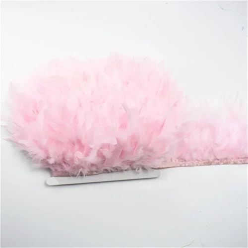 NIUSABOU Feder-Fransen-Besatz, Türkei Feder Trim Quaste Fringe Band for Nähen Kostüm Kleid Hochzeit Dekoration Handwerk(24.Light pnnrk,10 Meters) von NIUSABOU