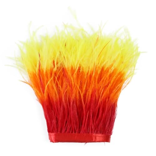 NIUSABOU Feder-Fransen-Besatz, Türkei Straußen Huhn Feder Trim Fransen Band 1 Meter Nähen Party Rock Decor Zubehör(Ostrich Feather Trim) von NIUSABOU