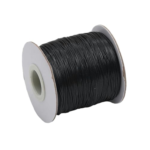 NIUSABOU Gewachste Polyester-Kordel, 10 mt/los Gewachste Baumwollschnur Gewachste Fadenschnur String Strap Halskette Seil Perle(Black) von NIUSABOU