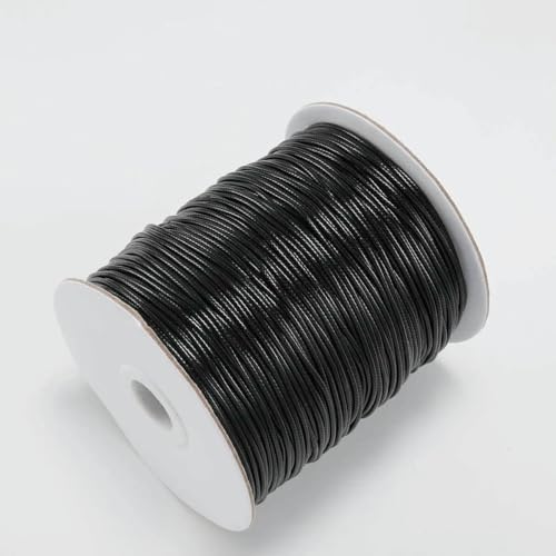 NIUSABOU Gewachste Polyester-Kordel, 10 mt/los Gewachste Baumwollschnur Gewachste Fadenschnur String Strap Halskette Seil Perle(Black,1.5mm (10Meters)) von NIUSABOU
