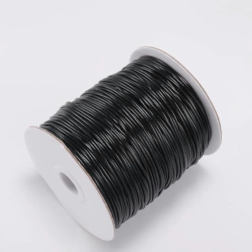 NIUSABOU Gewachste Polyester-Kordel, 10 mt/los Gewachste Baumwollschnur Gewachste Fadenschnur String Strap Halskette Seil Perle(Black,2.0mm (10Meters)) von NIUSABOU