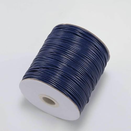 NIUSABOU Gewachste Polyester-Kordel, 10 mt/los Gewachste Baumwollschnur Gewachste Fadenschnur String Strap Halskette Seil Perle(Navy Blue,2.0mm (10Meters)) von NIUSABOU