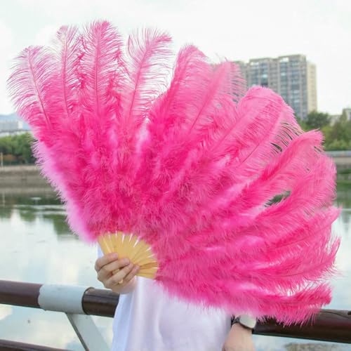 großer Straußventilator, Fächer aus Straußenfedern, for Performance, Tanz, Dekoration, Zubehör, Mehrfarbig, 2 Stück, 130 cm(Deep pink,1PCS 100CM) von NIUSABOU
