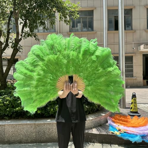 großer Straußventilator, Fächer aus Straußenfedern for Partys, Tanzshows, Requisiten, Bastelarbeiten, Mehrfarbig, mehrere Größen, 1er- oder 2er-Pack(Green,2PCS 130CM) von NIUSABOU
