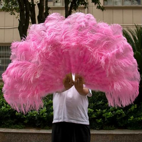 großer Straußventilator, Fächer aus natürlichen Straußenfedern, 2 Stück, Weiß, 100 cm und 130 cm(Deep pink,2 Pcs 130CM) von NIUSABOU