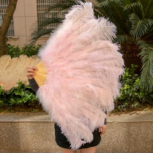 großer Straußventilator, Fächer aus natürlichen Straußenfedern, 2 Stück, Weiß, 100 cm und 130 cm(Light pink,2 Pcs 100 130CM) von NIUSABOU
