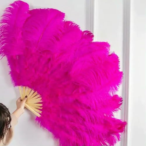 großer Straußventilator, Fächer aus natürlichen Straußenfedern, 2 Stück, Weiß, 100 cm und 130 cm(Rose,1 Pcs 100CM) von NIUSABOU