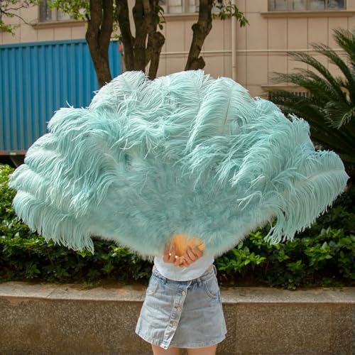 großer Straußventilator, Flauschiger Fächer aus Straußenfedern, Mehrfarbig, 100 cm, 1 Stück(027,1 PCS Left Hand) von NIUSABOU