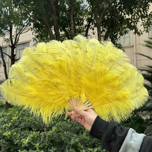großer Straußventilator, Handfächer aus natürlichen Straußenfedern, Mehrfarbig, mehrere Größen(Yellow,10 PCS 70cmx40cm) von NIUSABOU