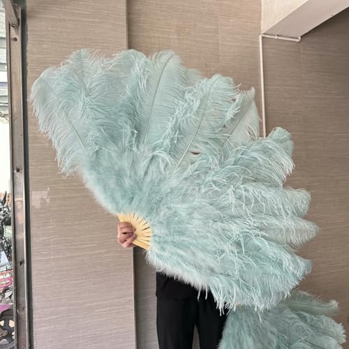 großer Straußventilator, Handlicher Fächer aus Straußenfedern for Bauchtanz-Bühnenauftritte, Mehrfarbig, 100 cm/130 cm(27 Light Blue,100CM 1PCS) von NIUSABOU