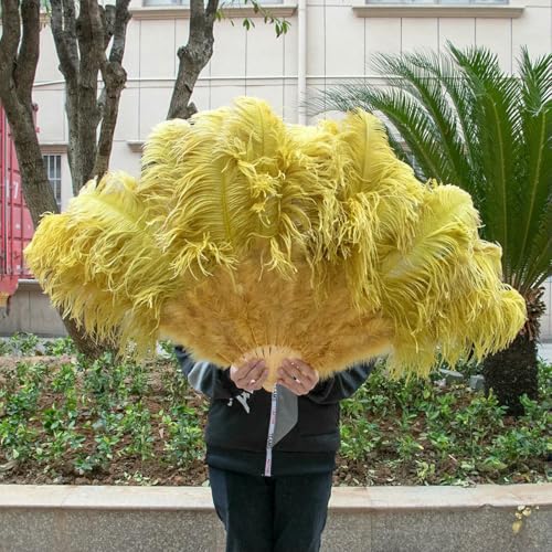 großer Straußventilator, Handlicher Fächer aus Straußenfedern for Bauchtanz-Bühnenauftritte, Mehrfarbig, 100 cm/130 cm(32 Olive Green,130CM 1PCS) von NIUSABOU