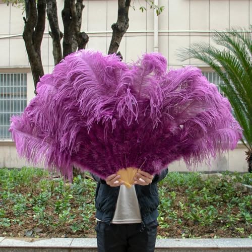 großer Straußventilator, Handlicher Fächer aus Straußenfedern for Bauchtanz-Bühnenauftritte, Mehrfarbig, 100 cm/130 cm(44 Sickle Purple,130CM 1Pair(Two)) von NIUSABOU
