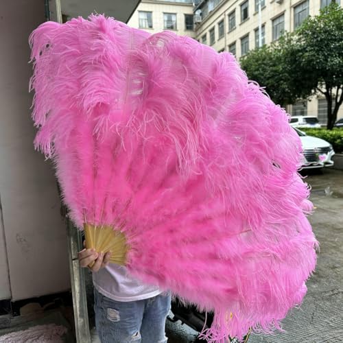 großer Straußventilator, Handlicher Fächer aus Straußenfedern for Bauchtanz-Bühnenauftritte, Mehrfarbig, 100 cm/130 cm(5 Dark pink,100CM 1Pair(Two)) von NIUSABOU