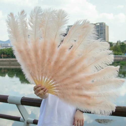 großer Straußventilator, Straußenfeder-Fans for Bühnentanz, Hochzeitsfotografie, Mehrfarbig, 100 cm/130 cm(019,1PCS 100CM) von NIUSABOU