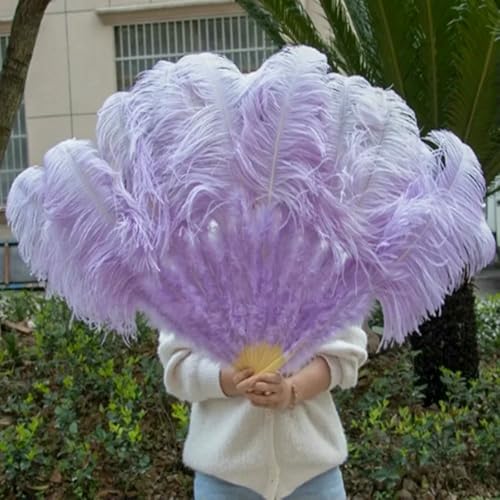 großer Straußventilator, Straußenfeder-Fans for Bühnentanz, Hochzeitsfotografie, Mehrfarbig, 100 cm/130 cm(Light Purple,1PCS 100CM 130CM) von NIUSABOU