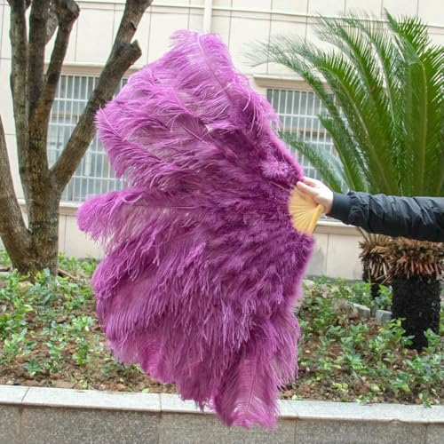 großer Straußventilator, Straußenfeder-Fans for Bühnentanz, Hochzeitsfotografie, Mehrfarbig, 100 cm/130 cm(Sacue Purple,1PCS 100CM 130CM) von NIUSABOU