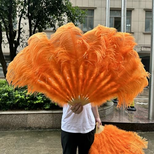 großer Straußventilator, Straußenfederfächer, Performance- und Dekorationszubehör, Mehrfarbig, 70/100/130 cm(11 Orange,70cm 1PCS) von NIUSABOU