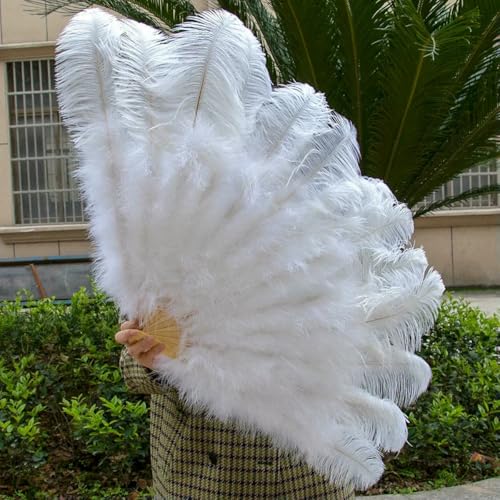 großer Straußventilator, Straußenfederfächer, Performance- und Dekorationszubehör, Mehrfarbig, 70/100/130 cm(12 White,70cm 1PCS) von NIUSABOU