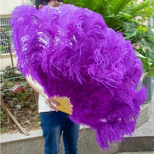 großer Straußventilator, Straußenfederfächer, Performance- und Dekorationszubehör, Mehrfarbig, 70/100/130 cm(15 Purple,70cm 1PCS) von NIUSABOU